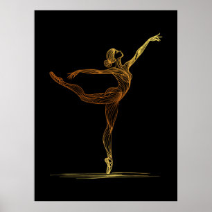 Ilustración de arte lineal de una bailarina de bal
