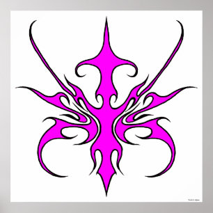 Ilustración de arte lineal tribal rosa y negro fer