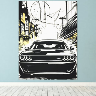 Ilustración de Arte Pop Frontal de Muscle Car Mode