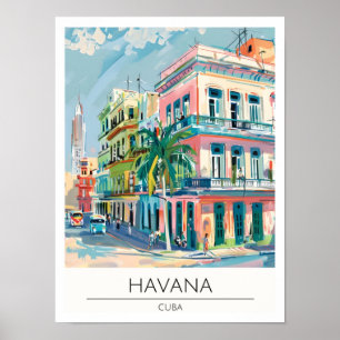 Ilustración de arte vintage de La Habana Cuba Viaj