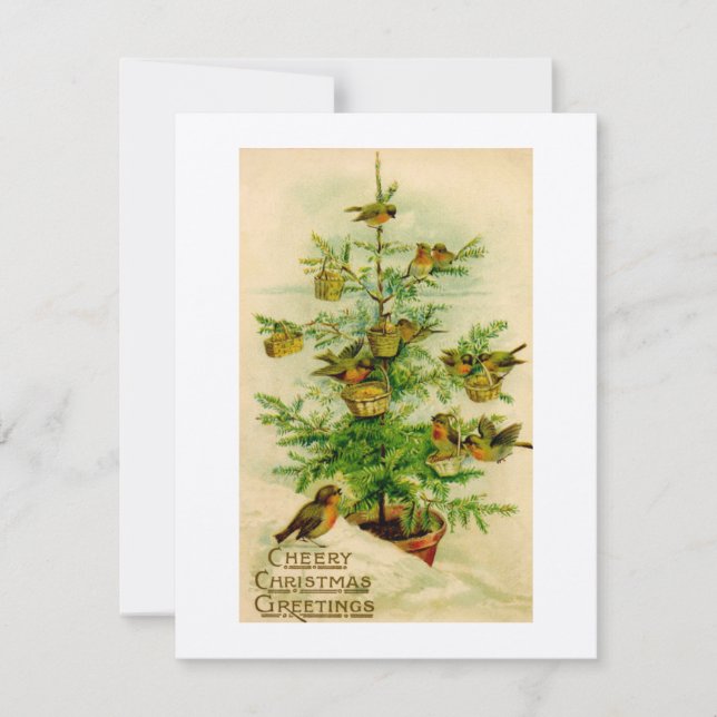 Ilustracion de aves de tarjetas de Navidad (Anverso)