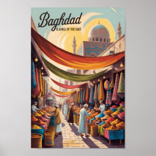 Ilustración de Bagdad Irak Arte de Viaje Vintage