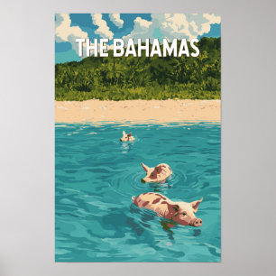 Ilustración de Bahamas Arte de Viaje Vintage