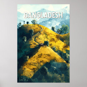 Ilustración de Bangladesh Arte de Viaje Vintage