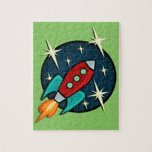 ILUSTRACION DE BARCO RETRO ROCKET JIGSAW PUZZLE