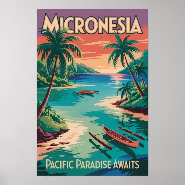 Ilustración de barcos de Micronesia Arte de viaje  (Frente)
