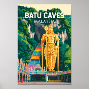 Ilustración de Batu Caves Malasia Arte de Viaje Re