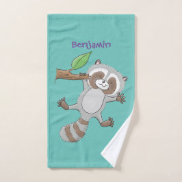 Ilustracion de bebé de raccoon feliz lindo
