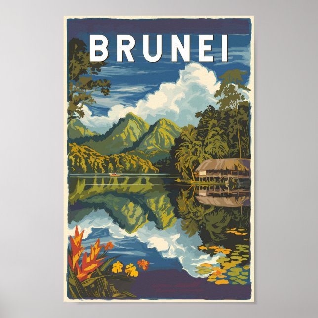 Ilustracion de Brunéi Painterly Viaje de arte cose (Frente)