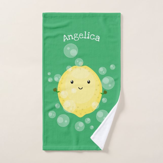 Ilustracion de burbujas de personalizado de limón (Toalla de mano)