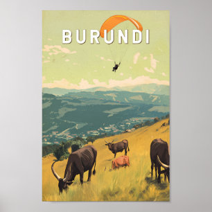 Ilustracion de Burundi: Vintage de arte de viajes