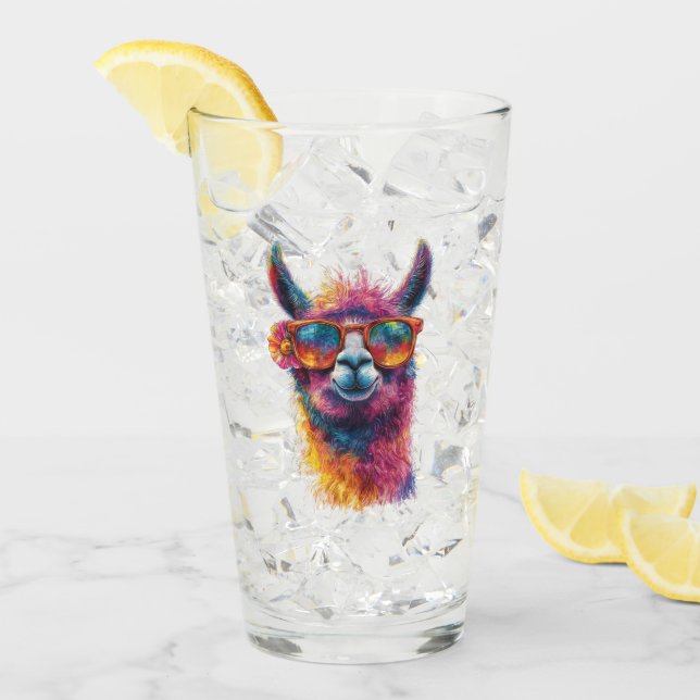 Ilustración de cabeza de llama vibrante: colorida  (Anverso (hielo))