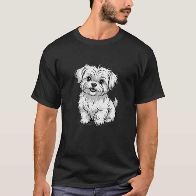Ilustración de cachorro blanco lindo camiseta | Ad (Anverso)