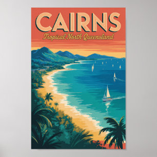 Ilustración de Cairns Australia Arte de Viaje Vint