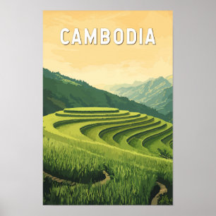 Ilustración de Camboya Arte de Viaje Vintage