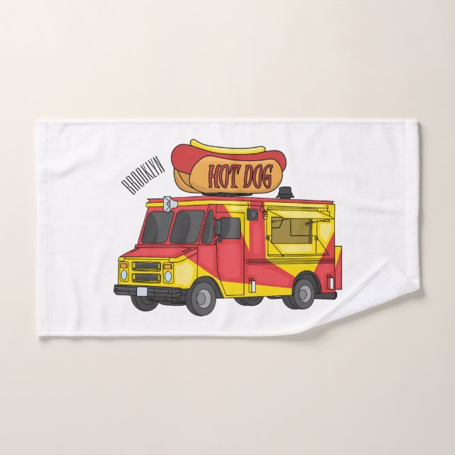 Ilustracion de camión de comida para perros calien (Toalla de mano)