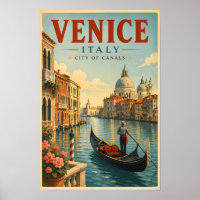 Ilustración de canales de Venecia Italia Arte de v