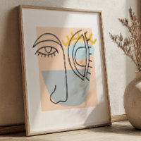 Ilustración de cara de arte de línea cúbica minima