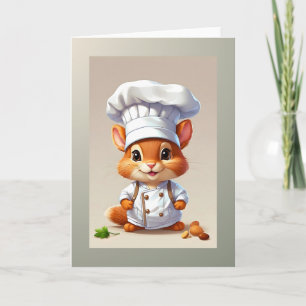 Ilustración de Chef de Bebé de Ardilla Tarjeta de 