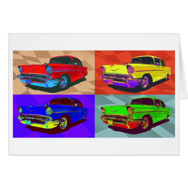 Ilustracion de Chevy Belair del arte pop (Anverso (Horizontal))