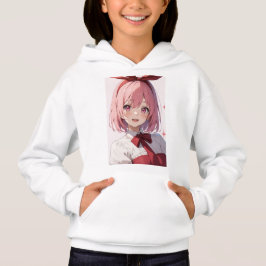 Ilustración de chica anime linda con cabello rosa