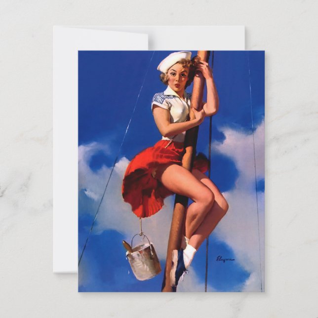 Ilustracion de Chica retro de vendimia (Anverso)