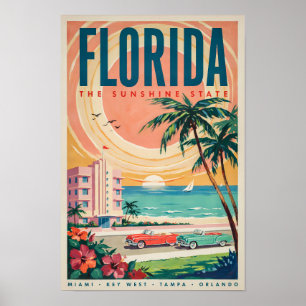 Ilustración de coches de la costa de Florida Arte 