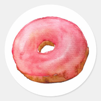 Ilustracion de comida Pegatina de donut rosado acu