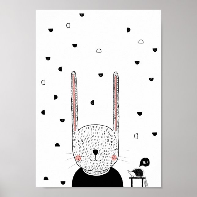 Ilustracion de conejo, niños modernos Sala Arte Pa (Frente)
