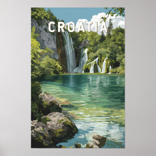Ilustración de Croacia Arte de Viaje Vintage