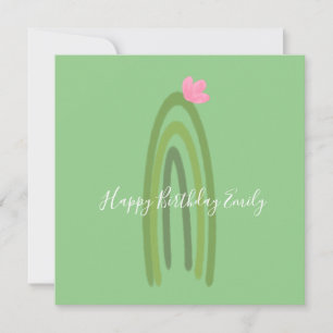 Ilustración de cumpleaños de arcoíris de cactus