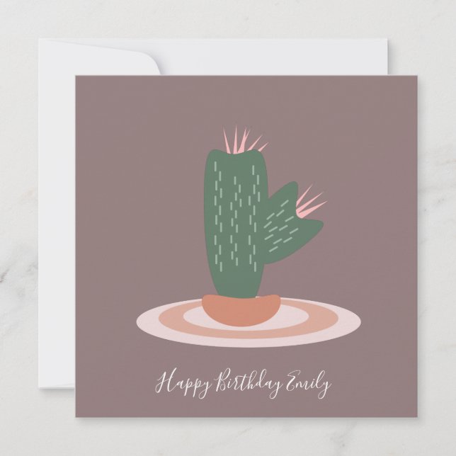 Ilustración de cumpleaños de cactus simple espinos (Anverso)