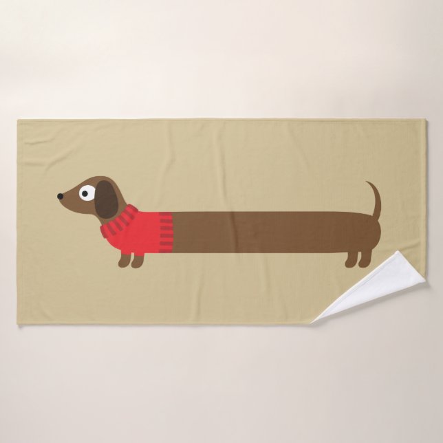 Ilustracion de Cute Long Dachshund (Toalla de baño)
