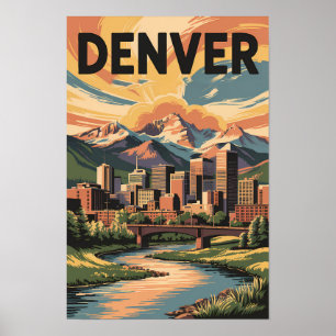 Ilustración de Denver Colorado Atardecer Arte de V