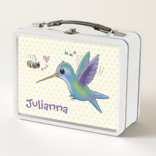 Ilustración de dibujos animados de colibrí y abeja