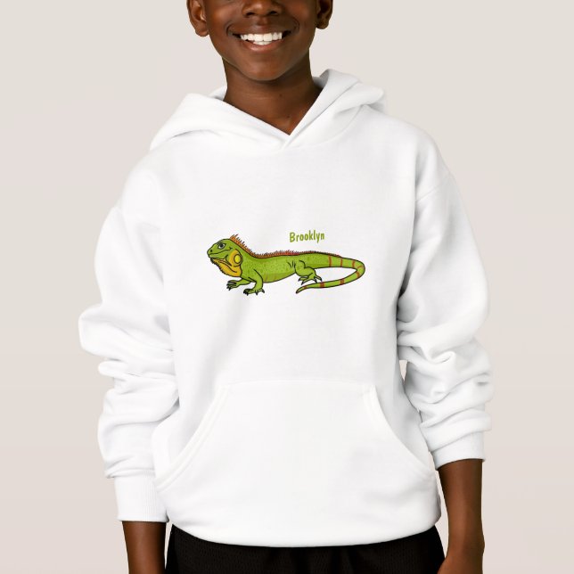 Ilustración de dibujos animados de iguana verde fe (Anverso)