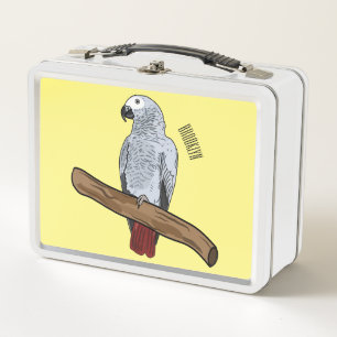 Ilustración de dibujos animados de loro gris afric