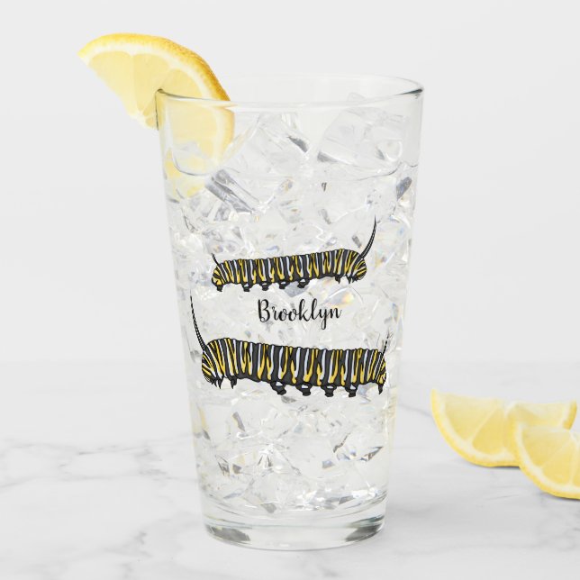 Ilustración de dibujos animados de oruga monarca (Anverso (hielo))