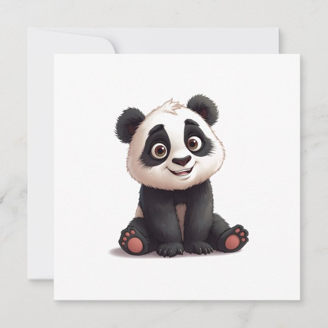 Ilustración de dibujos animados de oso panda senta (Anverso)
