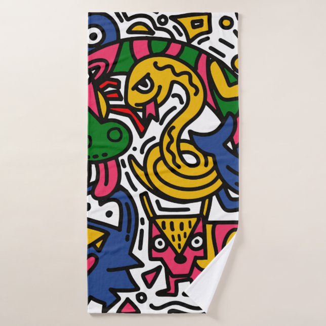 Ilustracion de Doodle de la cosecha de mano, perso (Toalla de baño)