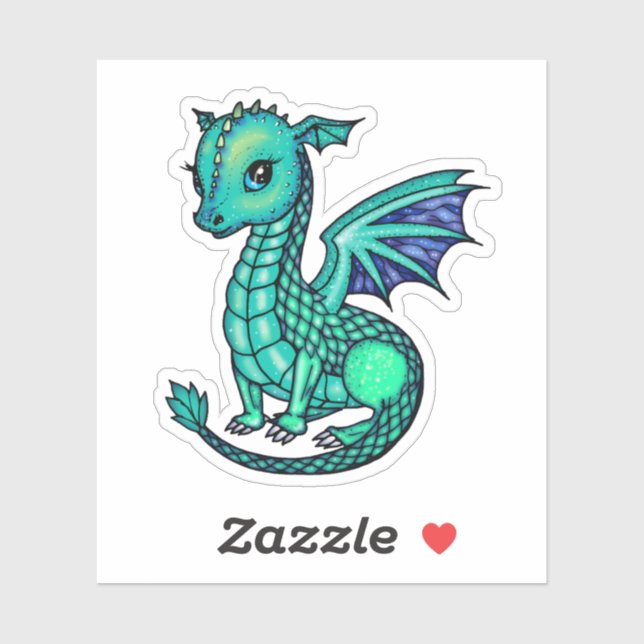 Ilustración de Dragón Bebé Pegatina de Dragones Br (Hoja)