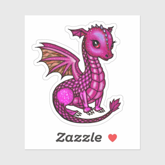 Ilustración de Dragón Bebé Pegatina de Dragones Co (Hoja)