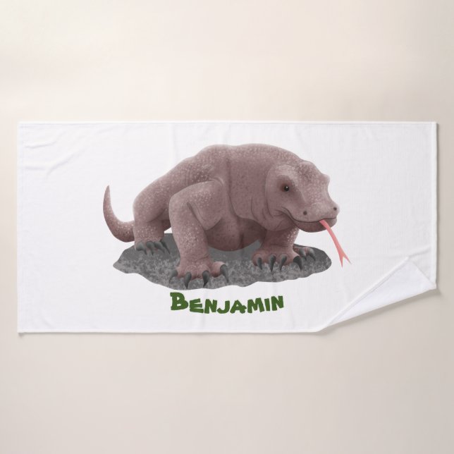 Ilustracion de dragón de Komodo (Toalla de baño)
