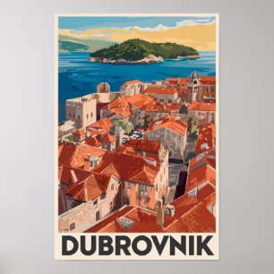 Ilustración de Dubrovnik Croacia Arte de Viaje Vin
