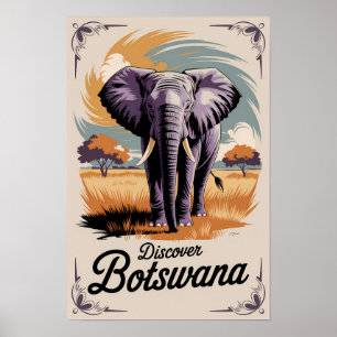 Ilustración de elefante de Botsuana Arte de viaje