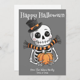 Ilustración de esqueleto lindo tarjeta plana de va