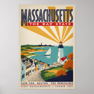 Ilustración de faro de Massachusetts Arte de viaje