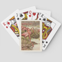 Ilustración de flamencos rosados vintage en cartas