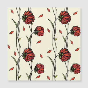 Ilustracion de Flores Rojas Vintage