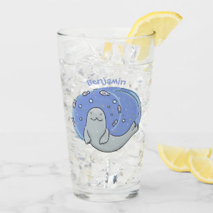 Ilustracion de foca feliz y personalizado azul de